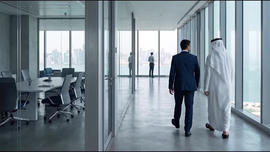 KADE film still showing two colleagues in an office